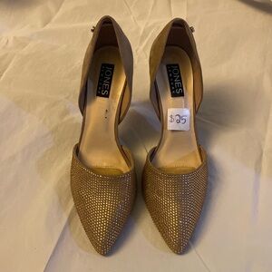 Tan Jones New York glitter/velvet heels…size 8.5